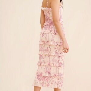 Let Me Be Anthropologie brand Floral Pink Ruffle Dress